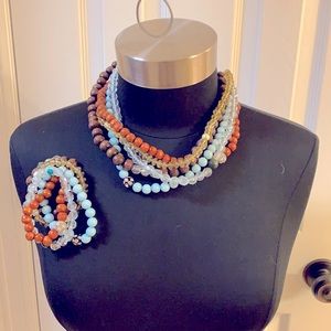 Multi Beaded Necklace with Braclets